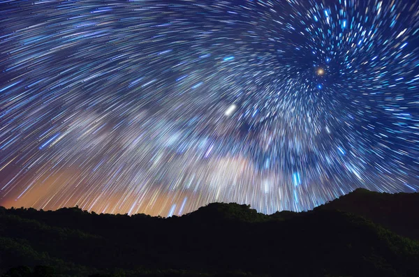 Galaxia Vía Láctea Con Estrellas Polvo Espacial Universo Exposición Larga —  Fotos de Stock