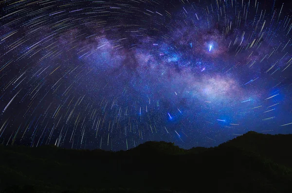 Detail Van Melkweg Meteorenzwerm Nachts Lange Snelheid Blootstelling — Stockfoto