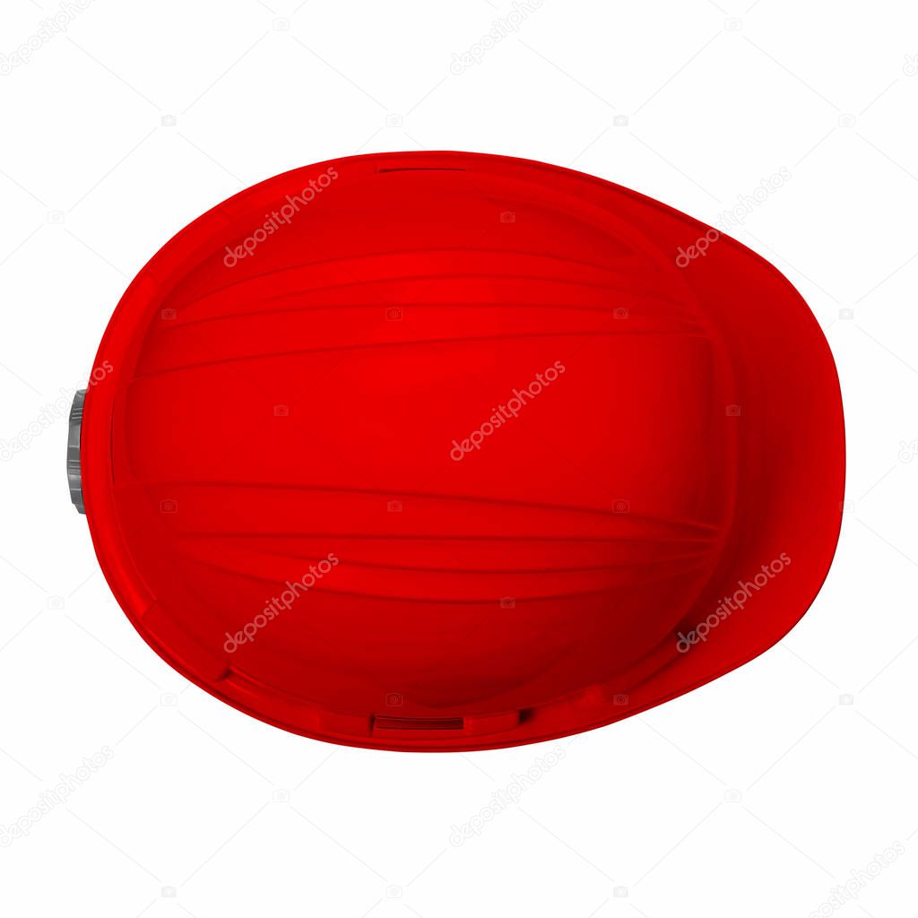 Red helmet isolated on white background with clipping path top view.