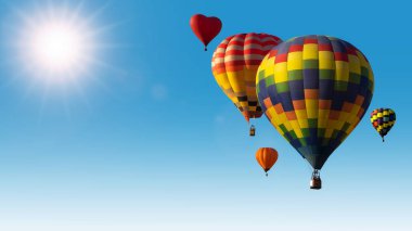 Chiang rai, Tayland balon festivalinde mavi gökyüzünde güzel çok renkli sıcak hava balonları.