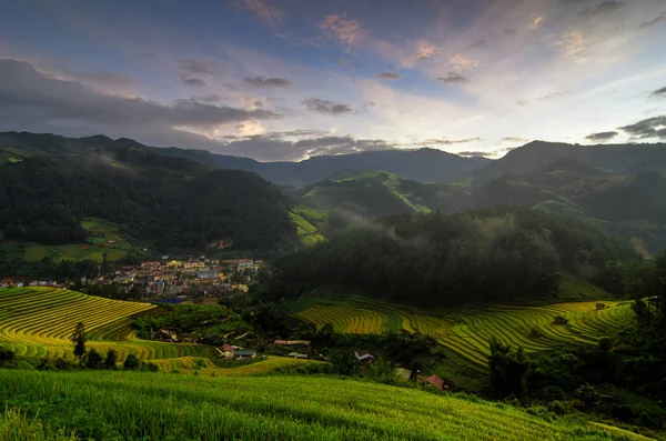 Ranní Svítání Rýžových Polí Terasové Cang Chai Yenbai Vietnam — Stock fotografie