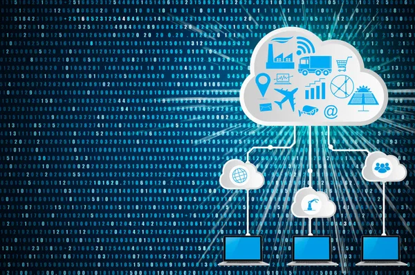 Cloud Auf Digitalem Hintergrund Cloud Computing Konzept Mit Abstraktem Blauen — Stockfoto