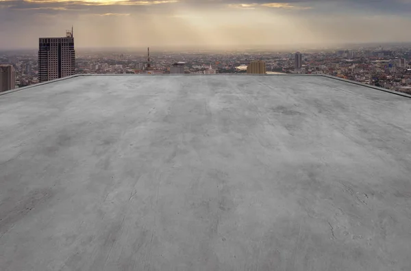 Empty Rooftop Building Modern Cityscape Background — Stock Photo, Image