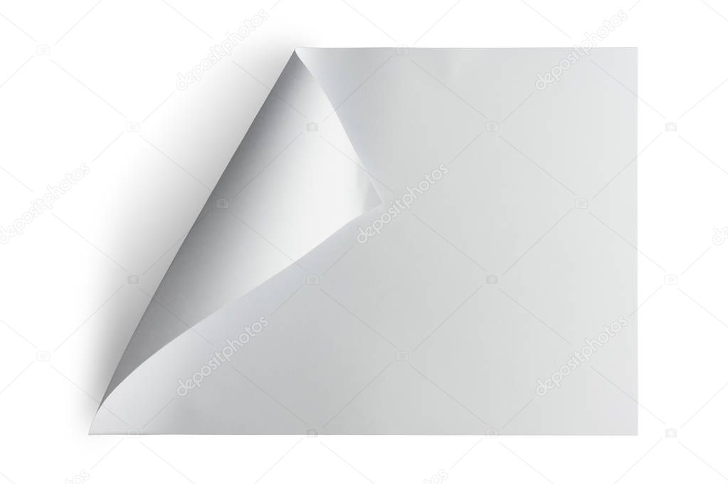 Blank sheet of paper with rolls isolated on white background with clipping path.