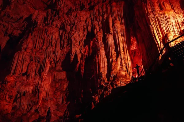 Silhouette Woman Tourist Tham Lod Cave Pai Mae Hong Son — Stock Photo, Image