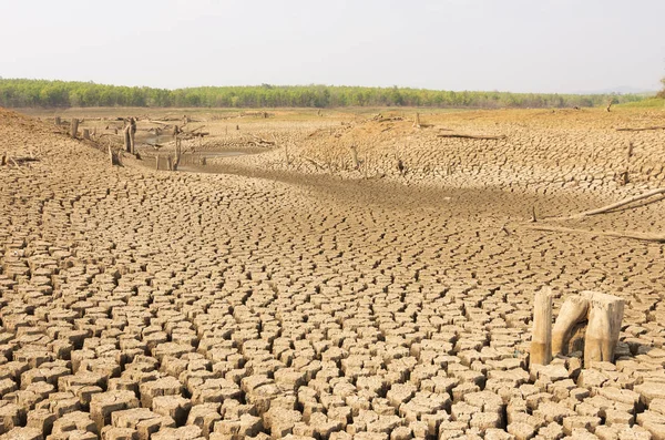 Réchauffement Climatique Sécheresse Été Sol Est Réservoir Sec Mae Moh — Photo