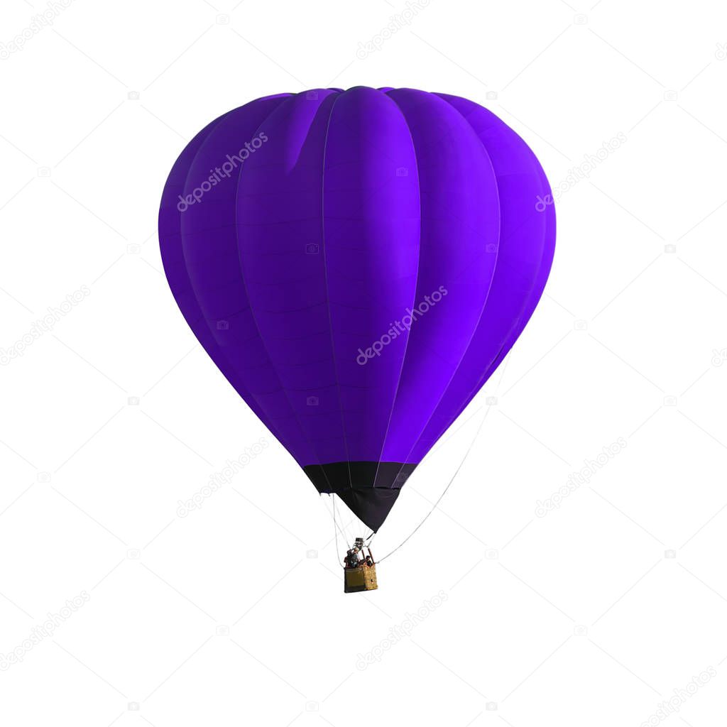 Purple or violet Hot air balloon isolated on white background with clipping path.