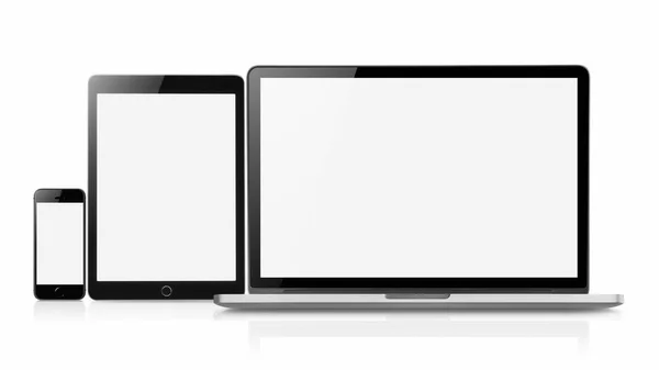 Laptop Smartphone Tablet Mockup Blank Screen Isolated White Background Concept — Stock Photo, Image