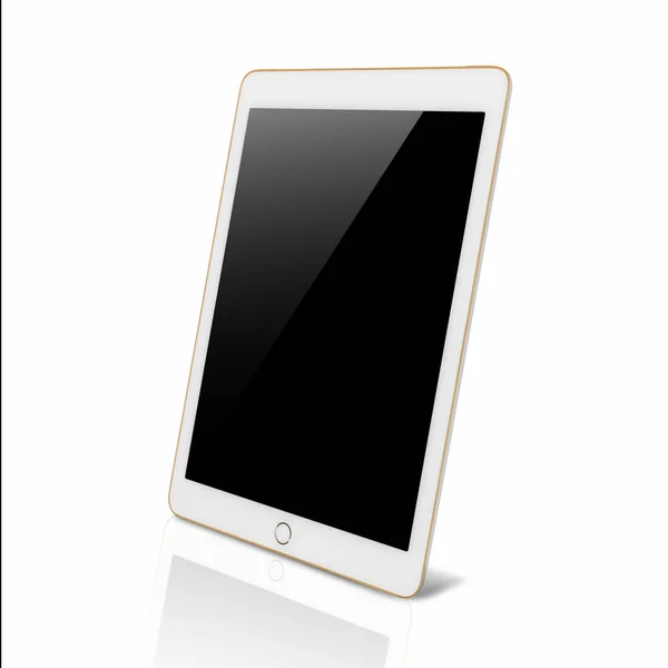 Komputer Typu Tablet Cyfrowy Puste Czarny Ekran Ramka Jest Złoty — Zdjęcie stockowe