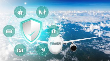 Sigorta poliçesi kavramsal tasarım hizmetleri. Sigorta kalkan, aile evleri, ekonomi, otomobil, seyahat ve sağlık sigortası.