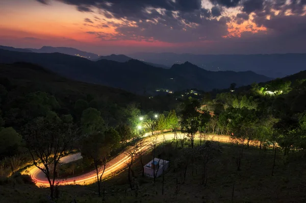 Wunderschöner Sonnenuntergang Des Reiseziels Doi Pha Tang Chiang Rais Verstecktes — Stockfoto