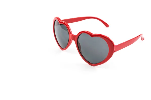 Red Heart Shaped Sunglasses Isolated White Background Summer Holidays — Stock Photo, Image