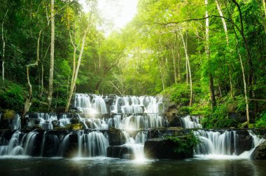 Sam lan waterfall, Amazing waterfall in deep forest, saraburi Thailand. clipart