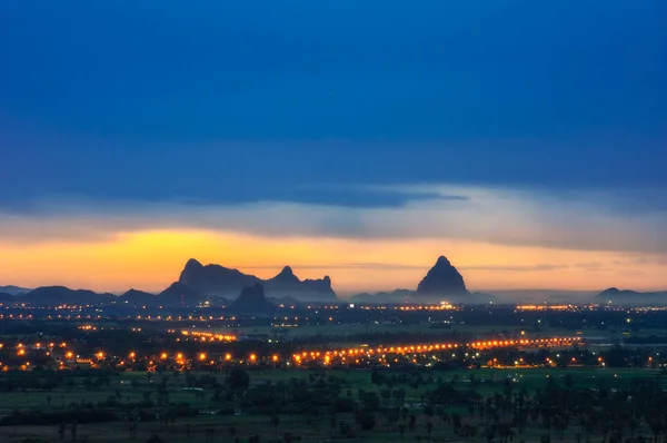 Bela Paisagem Região Phetchaburi Durante Pôr Sol — Fotografia de Stock