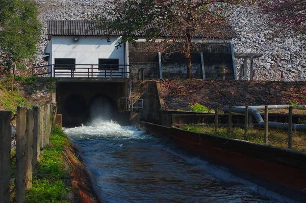 Salle Contrôle Niveau Eau Dans Barrage Ouvrez Fermez Vanne Eau — Photo