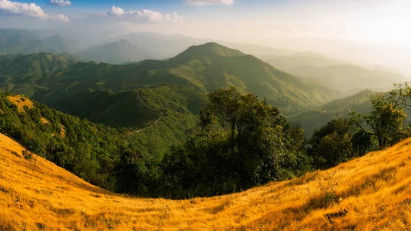 Scenic Landscape High Mountains Evening Viewpoint Mountain Doi Pui Popular — Stock Photo, Image