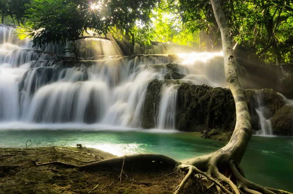 Bela Cachoeira Noppiboon Floresta Tropical Província Sangkhlaburi Kanchanaburi Tailândia — Fotografia de Stock