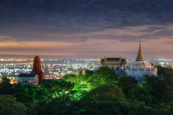 Paisaje Crepuscular Phetchaburi Phra Nakhon Khiri Palace Palacio Colina Ciudad —  Fotos de Stock