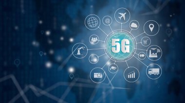 5g ağ kablosuz sistemler ve Internet şey, şehir ve iletişim ağı ve nesneleri simge bağlantı birlikte, Bağlan küresel kablosuz cihazlar akıllı.