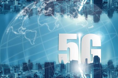 5g ağ kablosuz sistemleri ve internet şeyler, akıllı şehir ve iletişim ağı ve birbirine, Bağlan global kablosuz aygıtları bağlama.