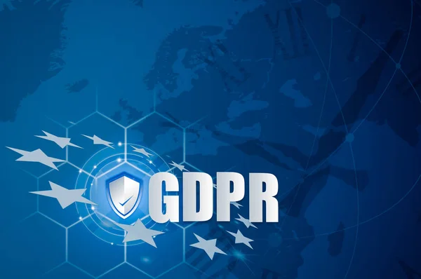 쉴드와 데이터 Gdpr 전역에 데이터 법률을 이루도록 깃발에 아이콘 — 스톡 사진