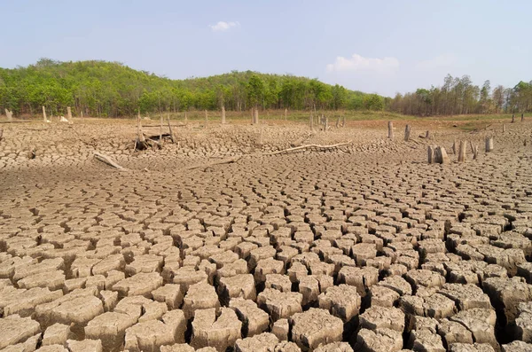 Küresel Isınma Kuraklık Yaz Aylarında Öğütülür Kuru Rezervuarı Mae Moh — Stok fotoğraf