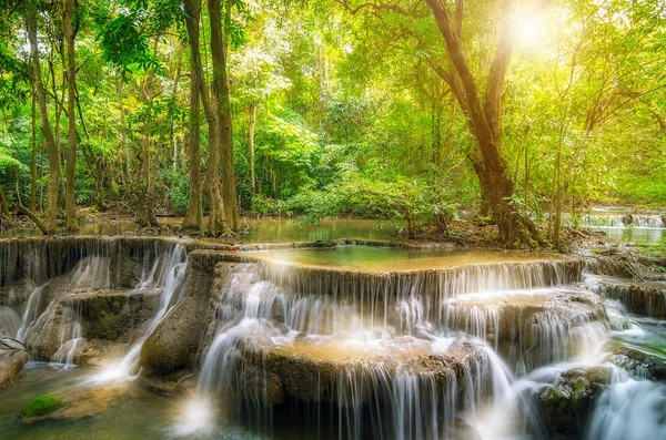 Paisagem Huai Mae Kamin Cachoeira Srinakarin Dam Kanchanaburi Tailândia — Fotografia de Stock