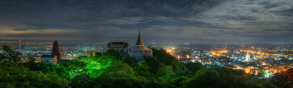 Krajobraz Zmierzch Phetchaburi Phra Nakhon Khiri Palace Pałac Wzgórzu Mieście — Zdjęcie stockowe