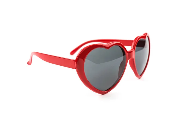 Red Heart Shaped Sunglasses Isolated White Background Summer Holidays — Stock Photo, Image