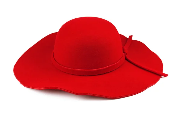 Elegantní Žena Red Hat Nebo Velké Červené Letní Slaměný Klobouk — Stock fotografie