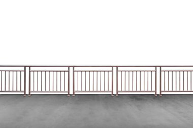 Kırpma yolu ile beyaz arka plan üzerinde izole boş modern balkon veya teras alanı.