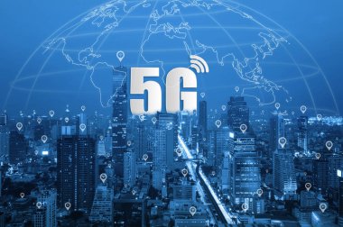 5g ağ kablosuz sistemleri ve akıllı şehir iletişim ağı, küresel kablosuz cihazlar bağlayın.