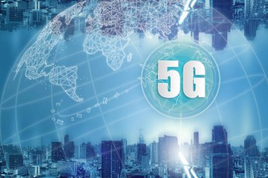 5g ağ kablosuz sistemleri ve internet şeyler, akıllı şehir ve iletişim ağı ve birbirine, Bağlan global kablosuz aygıtları bağlama.