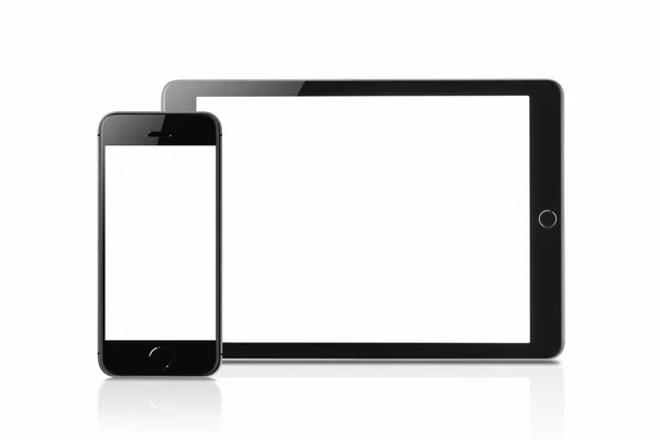 ปแบบแท บเล ตและสมาร ทโฟนท าจอว างแยกจากพ นหล ขาว ปแบบแนวค Copyspace — ภาพถ่ายสต็อก