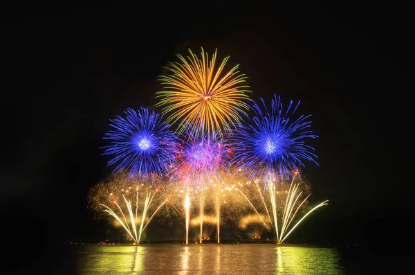 Colorful Fireworks Black Sky Background — Stock Photo, Image
