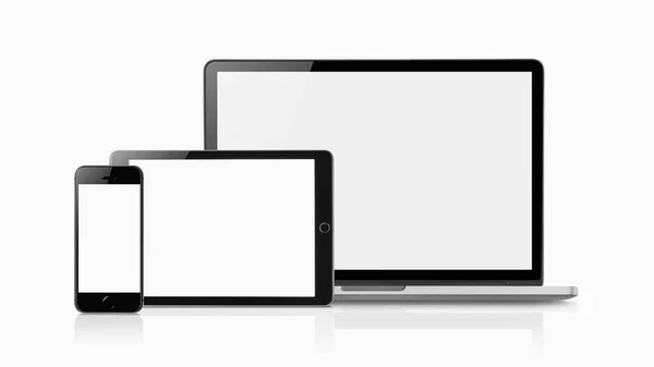 Laptop Smartphone Tablet Mockup Blank Screen Isolated White Background Concept — Stock Photo, Image
