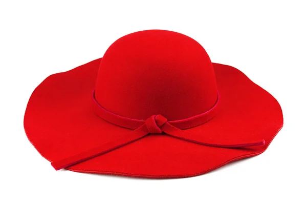 Elegante Sombrero Rojo Mujer Sombrero Paja Verano Rojo Grande Aislado — Foto de Stock