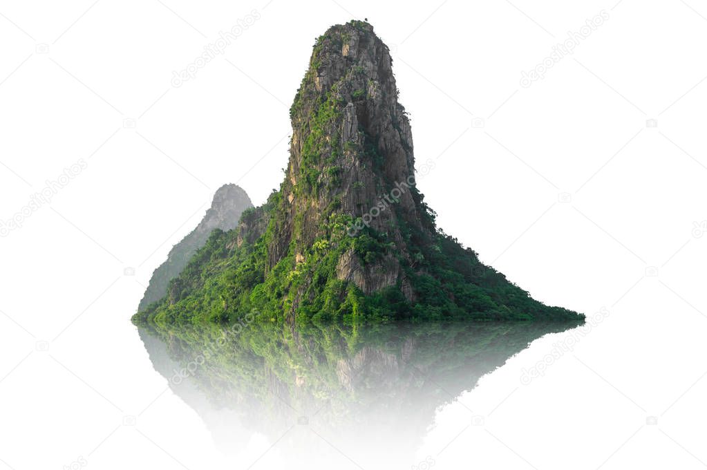 Mountain, island or hills isolated on white with clipping path.