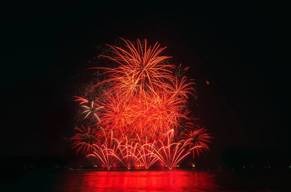 Buntes Feuerwerk Schwarzen Himmel — Stockfoto