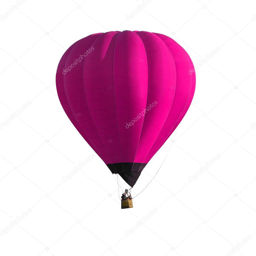 Pink Hot air balloon isolated on white background with clipping path.