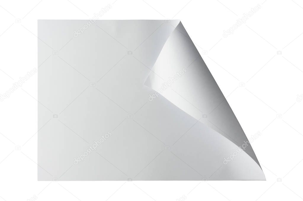 Blank sheet of paper with rolls isolated on white background with clipping path.