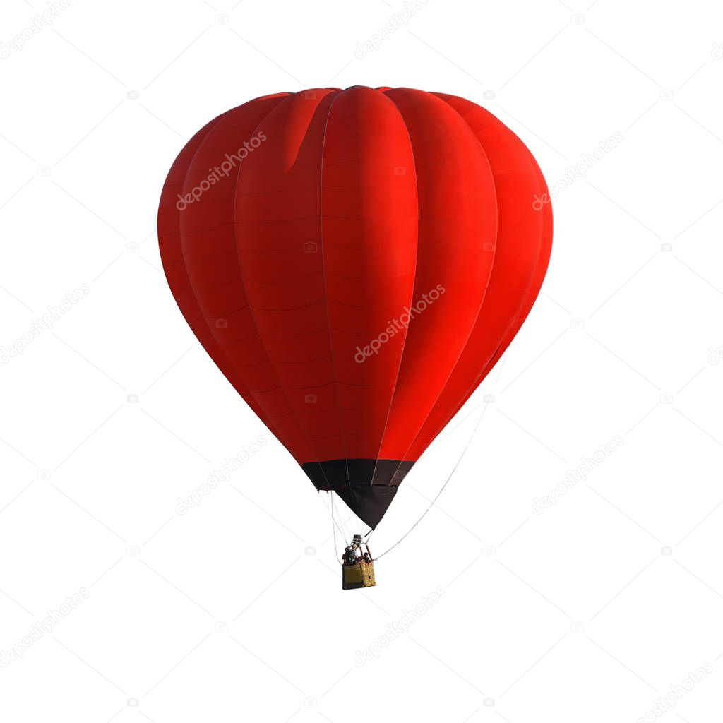 Red Hot air balloon isolated on white background  