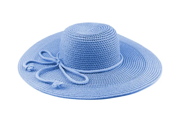 Elegant Woman Hat Large Summer Straw Hat Isolated White Background — Stock Photo, Image