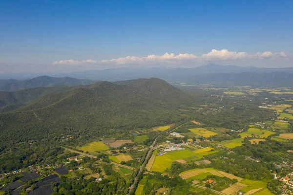 Luftaufnahme Von Bergen Himmel Und Landwirtschaft Mae District Chiang Mai — Stockfoto