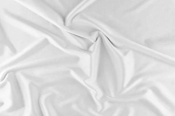 光滑典雅的白色丝绸或缎面豪华布作为婚礼背景 豪华的圣诞背景或新年背景设计 白色织物纹理 布纺织表面 顶视图 — 图库照片