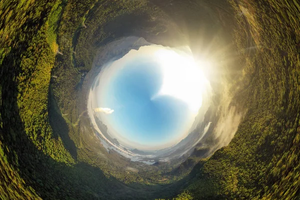 Birds Eye View Little Planet 360 Degree Panorama Mountain Mae — Stock Photo, Image