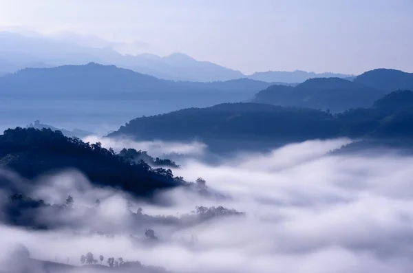 Прекрасный Утренний Туман Долине Северного Таиланда Mae Hong Son Ban — стоковое фото