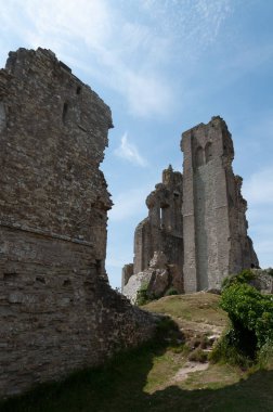 Corfe Kalesi kulesinin bir parçası, Wareham, Wiltshire, İngiltere, İngiltere