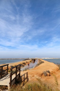 Los Barros'ta çamur banyosu olan insanlar. Mar Menor, Murcia, İspanya