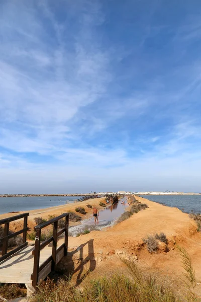Los Barros'ta çamur banyosu olan insanlar. Mar Menor, Murcia, İspanya